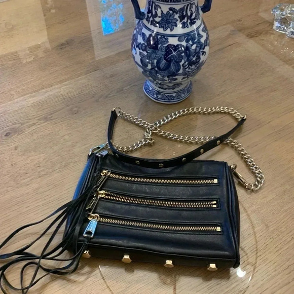 Rebecca Minkoff Handbags - Rebecca Minkoff Black Leather Crossbody Bag with Zipper Detail